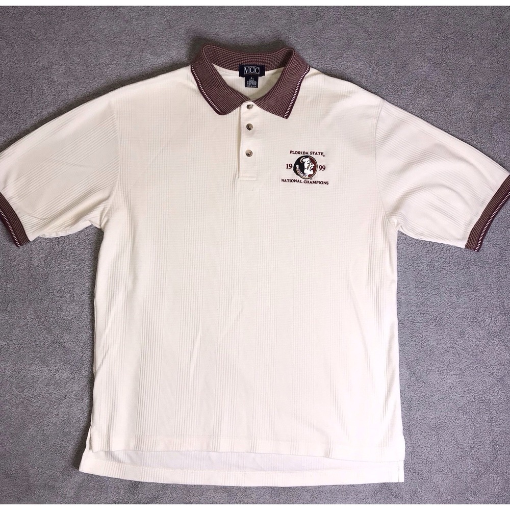 Vintage 90s FSU Florida‎ State Seminoles Polo Shirt Large National Champs USA
